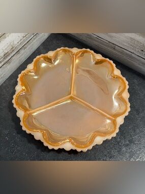 Vintage Anchor Hocking Fire King Peach Lustre devilled egg plate